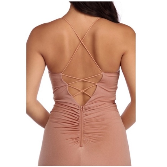 Strappy Rear Ruched Gown - Picture 2 of 5